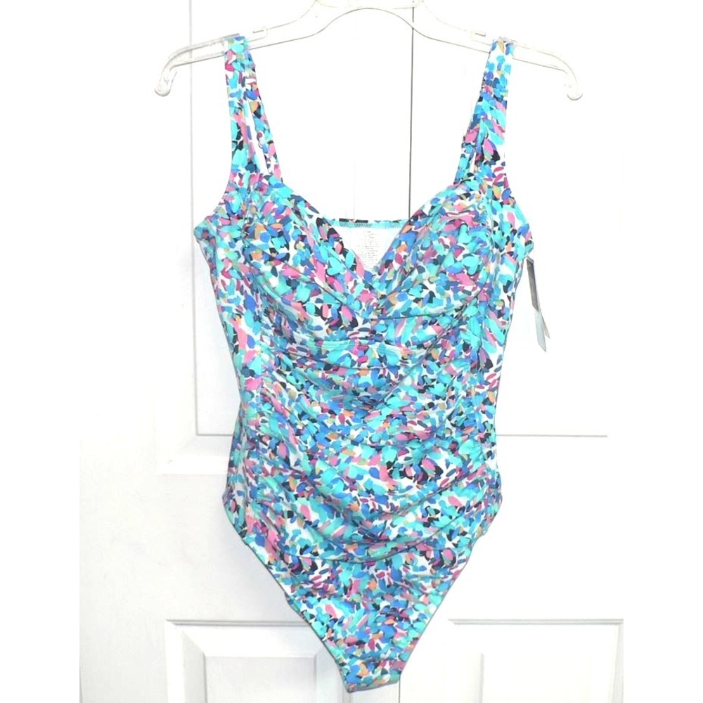 Swim Solutions Women's Twist Bra Shirred Tummy Control Mio One-Piece Swimsuit 14